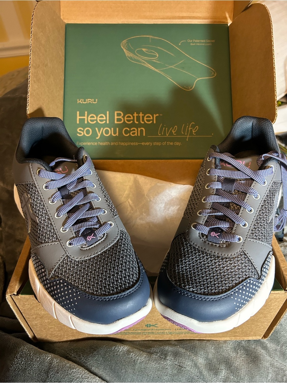 KURU Womens NIB Quantum 2.0 Pewter & Night Sky Shoe For Plantar Fasciitis,Sz 9.5